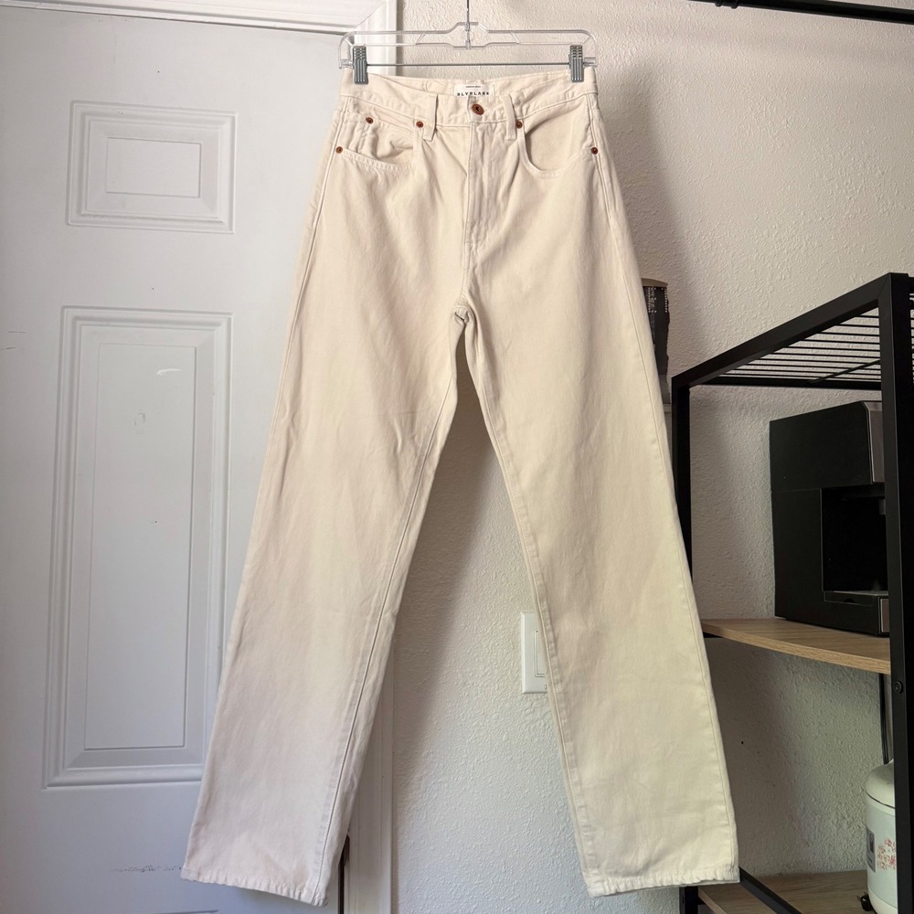 SLVRLAKE cream ivory denim cotton straight leg pants jeans